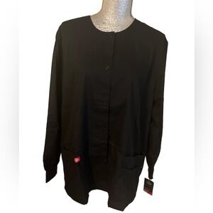 NWT Black Dickies EDS Signature Women Warm Up Scrubs Jacket Snap Front 86306